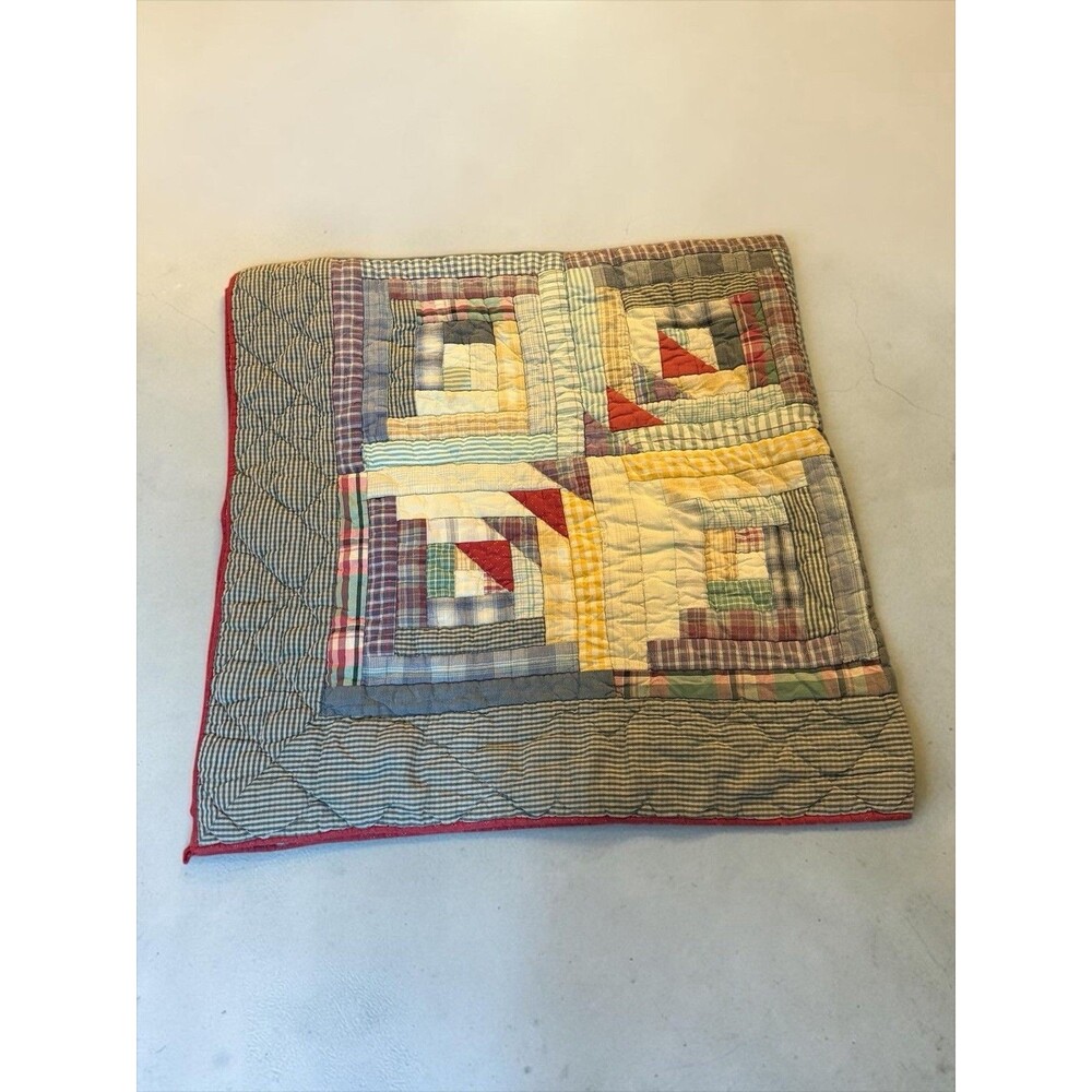 Vtg Patch Magic Colorful Crazy Flying  Log Cabin Cotton Throw Quilt As Is